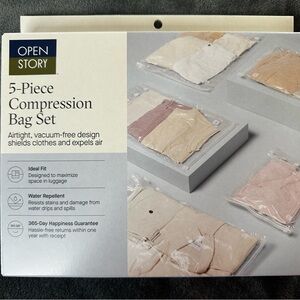 Open Story 5-Piece Garment Compression Bag Set - Beige and Cream